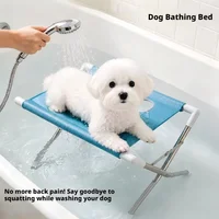 Pet Grooming Hammock Stand Foldable Cat Dog Bathing Rack Quick Dry Mesh Nail Trimming Holder for Small Medium Pets