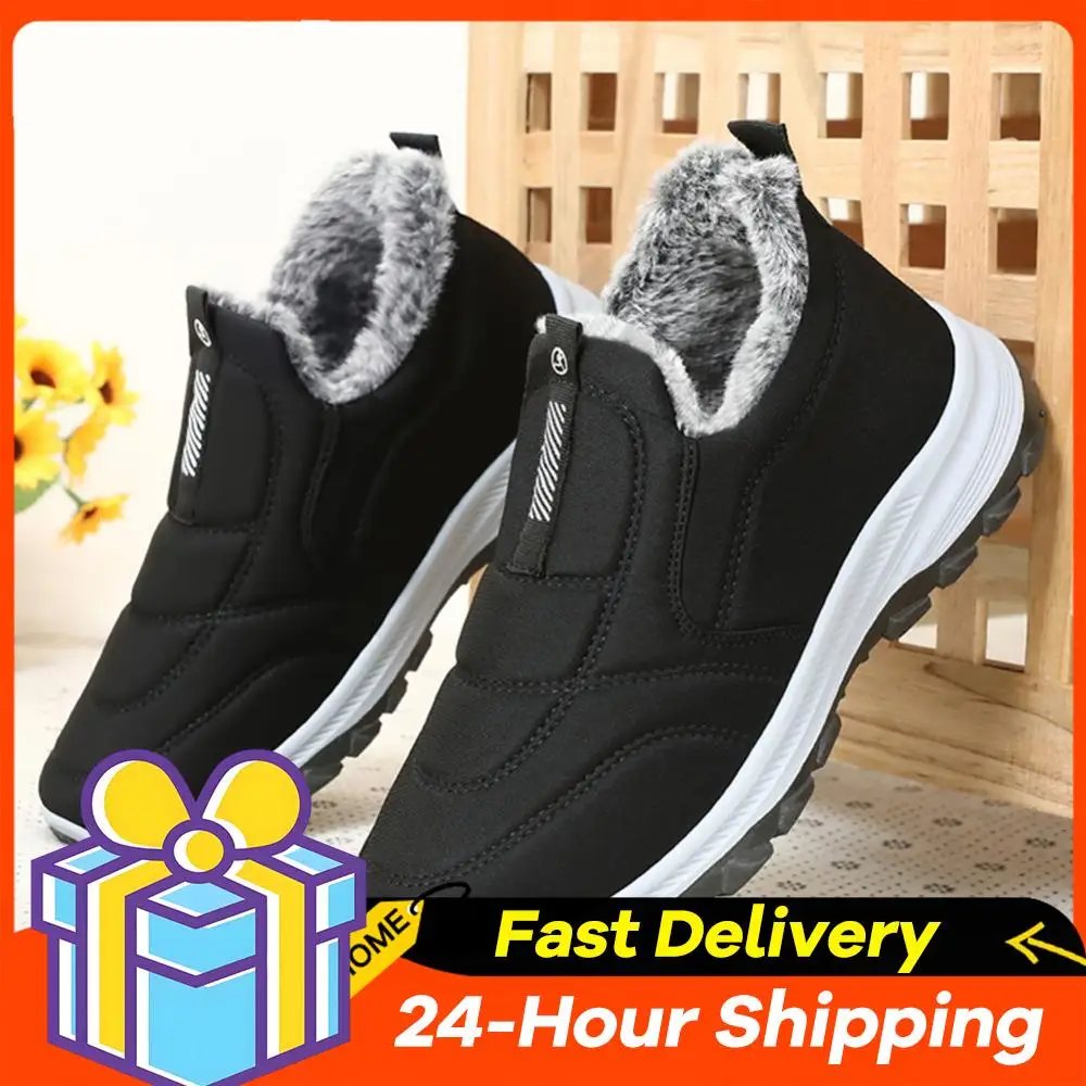 

Mens Snow Boots Lightweight Warm Walking Shoes Comfortable Thermal Ankle Boots Winter Thick Fur Shoes for Outdoor Sports
