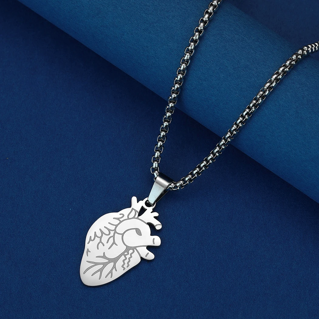 Chandler Anatomical Human Heart Charm Necklace Doctor and Nurse Jewelry Anatomically Correct Human Heart for Men and Women