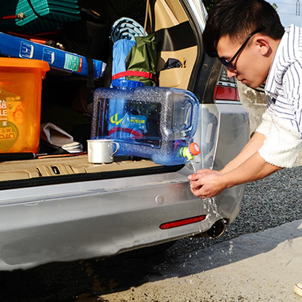 

8L Blue Square Pc Water Container For Car With Tap Handles Outdoor Portable Camping Garden Travel Use Space Saving