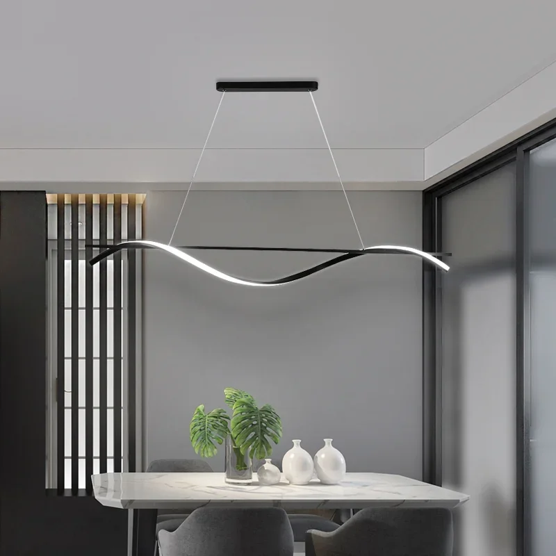 Lampe suspendue au design minimaliste, disponible en noir, luminaire décoratif d'intérieur, idéal pour un bureau, une salle à manger, une cuisine ou une Table