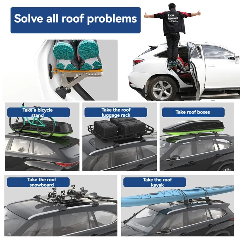 Universal Car Roof Rack Step Fit Door Latch Rooftop Up Hook Stand Pedals For Most SUV Climbing Tool Pickup Accessories