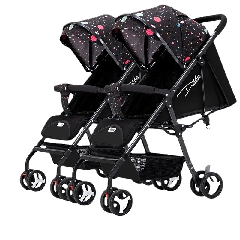 

Detachable Twin Stroller Can Sit and Lie Down Lightweight Shock-absorbing Double Stroller High-value Folding Stroller for Twins