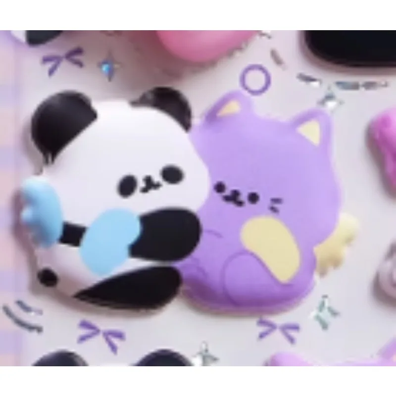 Cute 3D Panda Cartoon Stress Relieving Rubber Decor Sticker Paws Phone Case Sticker for Kids Children Fun Classic Toy Sticker
