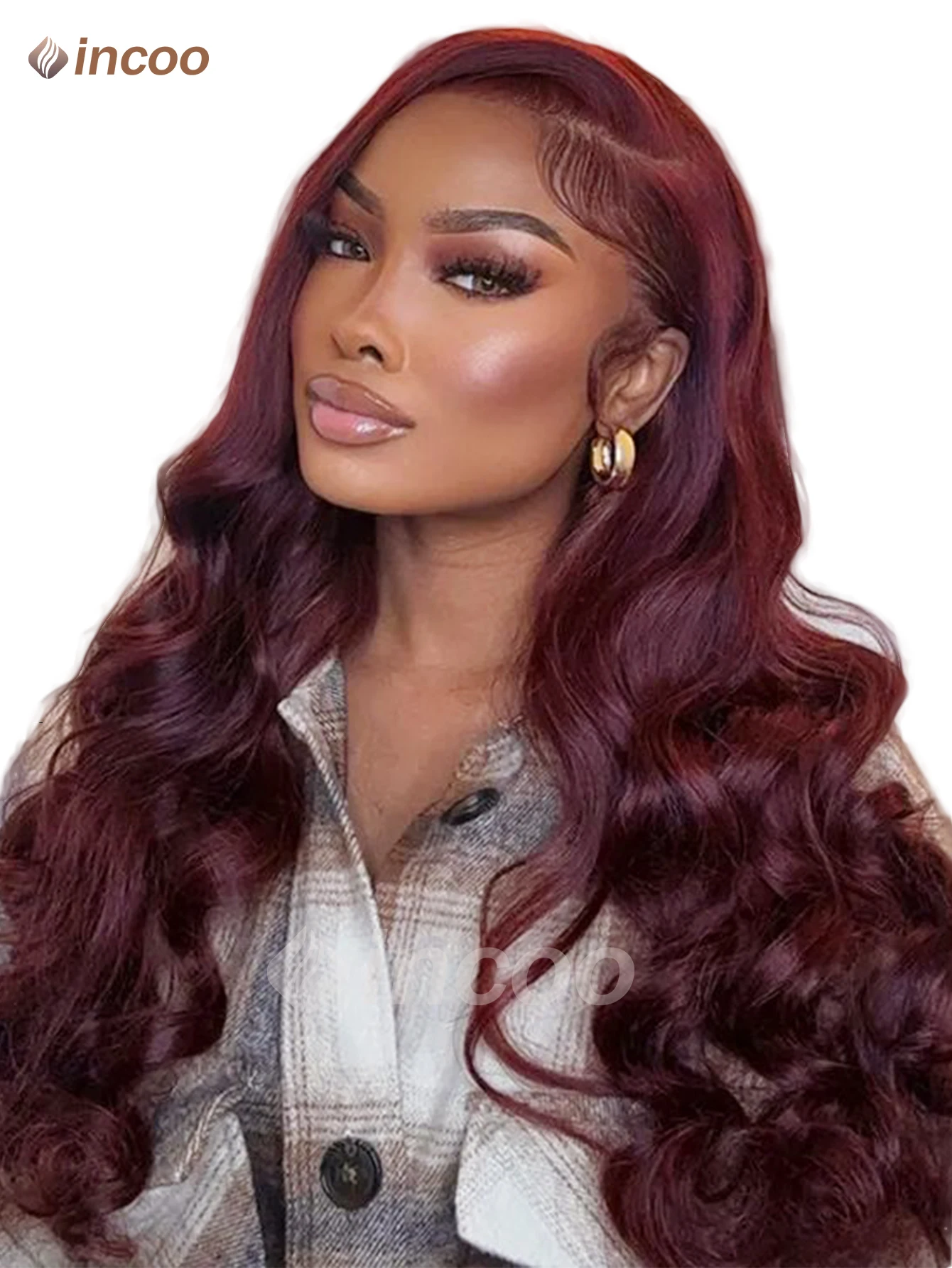 

Burgundy Human Hair Wigs Body Wave 13X6 Transparent Lace Frontal Wigs Colored Cherry Red 99J Human Hair Wigs for Black Women