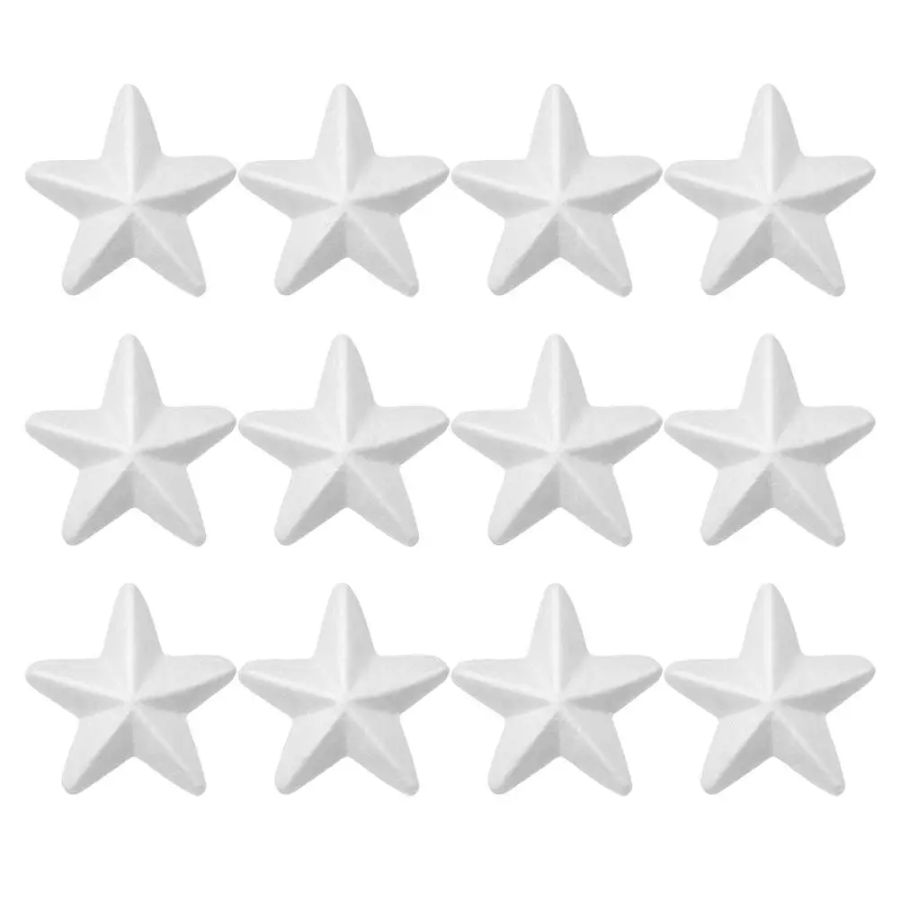 12Pcs Small White Foam Stars Versatile Unpainted Craft Material for Holiday Decorations DIY Projects Table Centerpieces