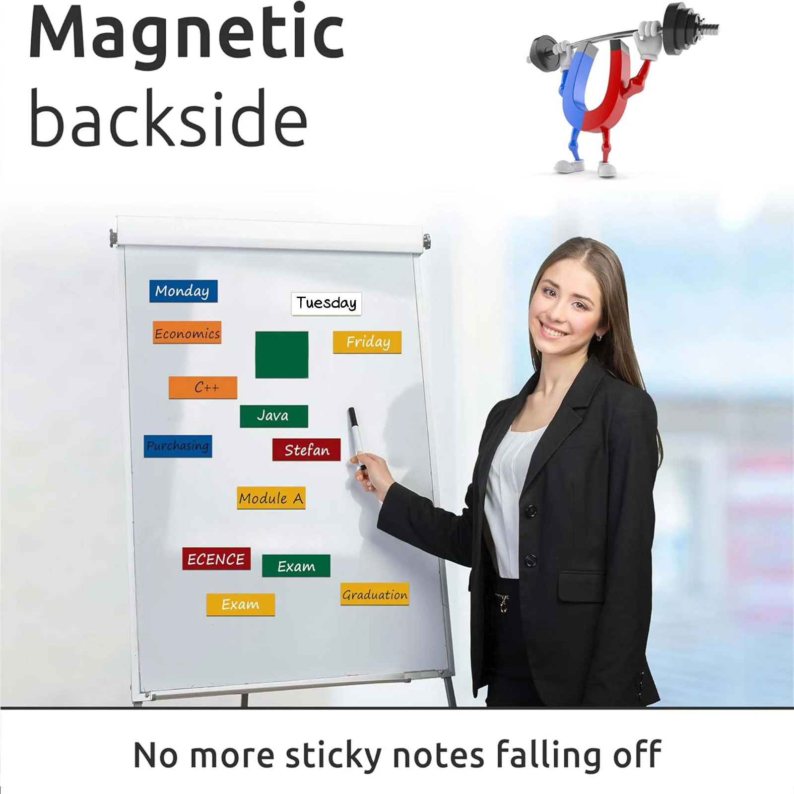 30 Pieces 3"x3" Colorful Magnetic Labels, Waterproof Strips for Fridge Home Office Garage Refrigerator Blank Writable Cards