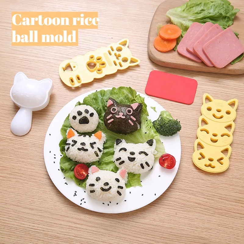 

DIY creative Kitty rice ball mold set, children's cartoon cute lunch, Japanese rice sushi tool baking silicone mold widget