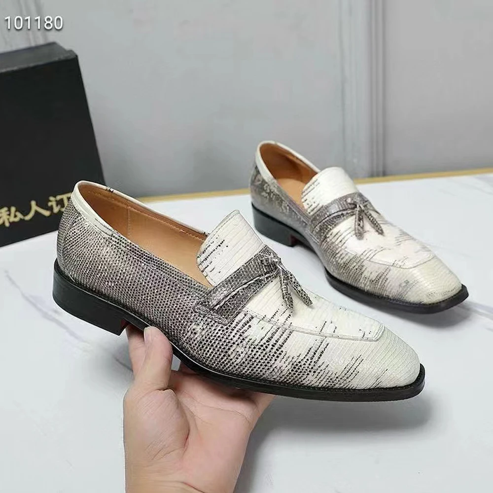 tianxing men dress shoes white male formal shoes men lizard skin shoes