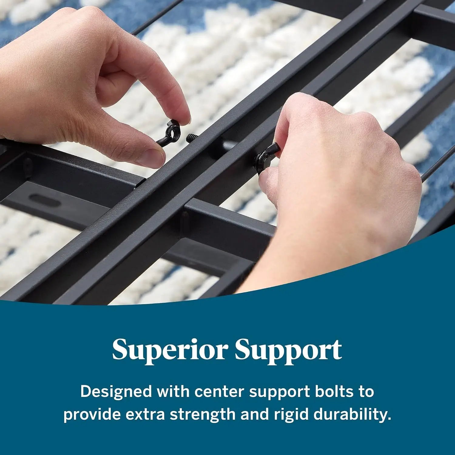 High-Profile Foldable 9 Inch Steel King Box Spring Foundation With Center Support Bolts; Cover-Included