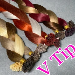 V Tip Hair Extensions Blonde Highlight V Tip Hair Extension Real Human Hair Fusion Hair Extensions Pre Bonded Fusion for Women