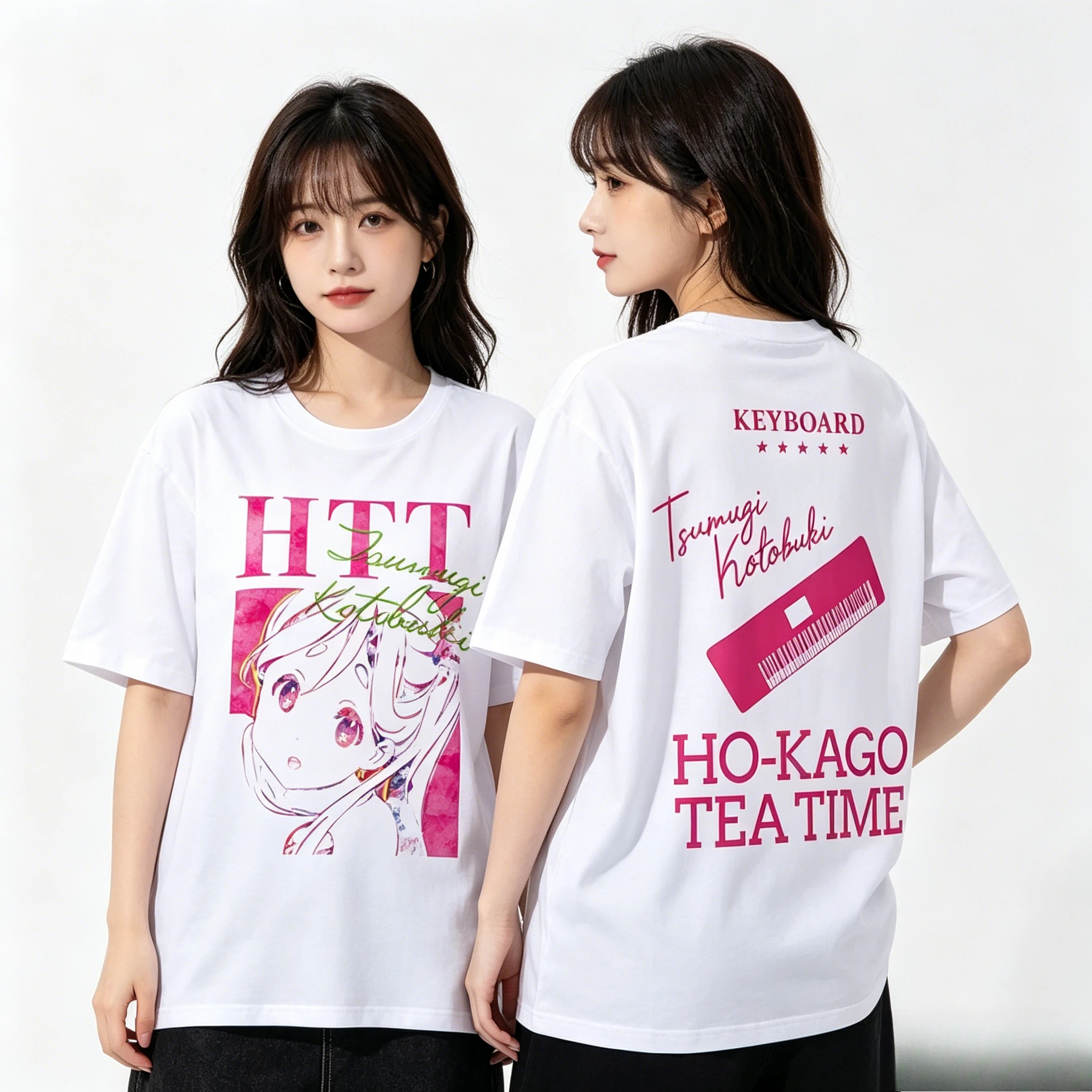 K on Yui Hirasawa HTT Ho Kago Tea Time Anime T Shirt 100% Cotton Oversized Casual Short Sleeve White Top 2026 New