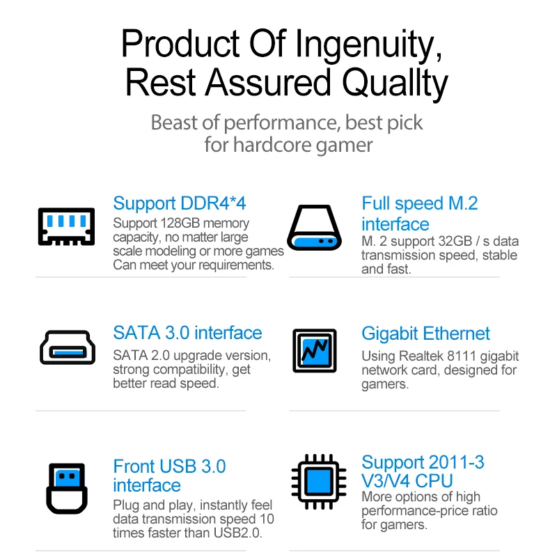 Go! SZMZ M-G2 Motherboard LGA 2011 V3 supports 4 DDR4 RAM NVME M.2 LGA2011-3 placa mae kit xeon