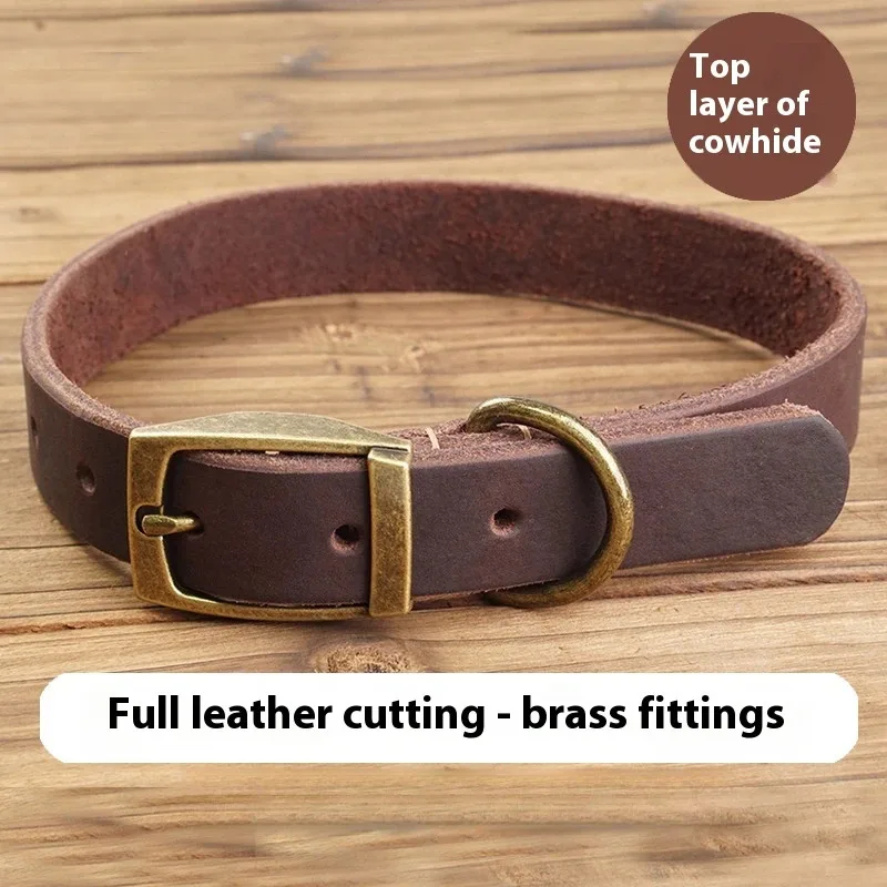 

Top Grain Leather Dog Leash Set - Genuine Cowhide Adjustable Collar & Lead for All-Size Dogs, Outdoor Training Gear