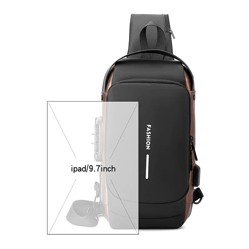 Europe and America men's motorcycle bag slung chest bag men's motorcycle wind anti-theft password tide cool slung chest bag.