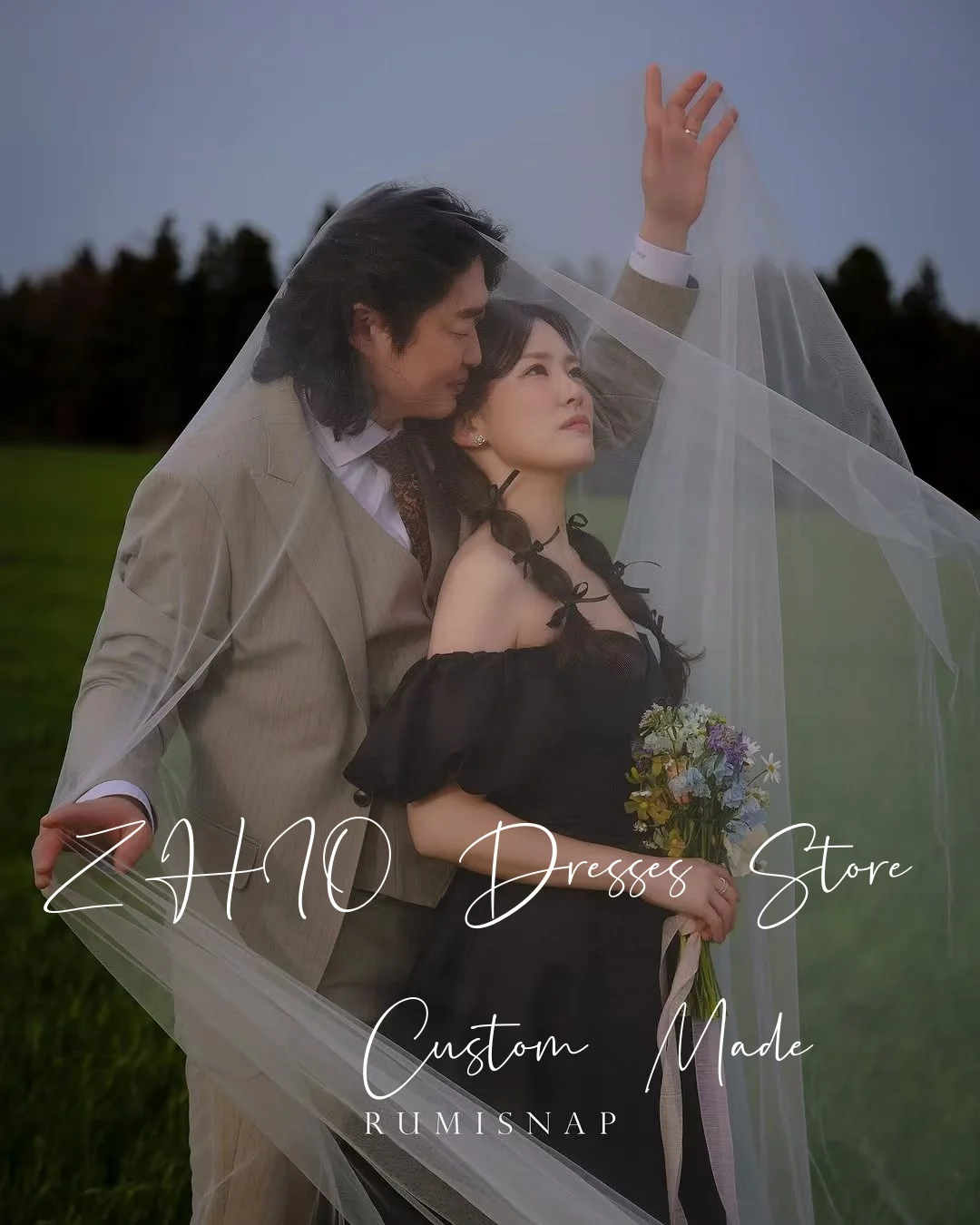 ZHIO Abito da sposa principessa Sweetheart con spalle scoperte Taffetà di seta nera Corea Servizio fotografico Abito da ricevimento nuziale personalizzato