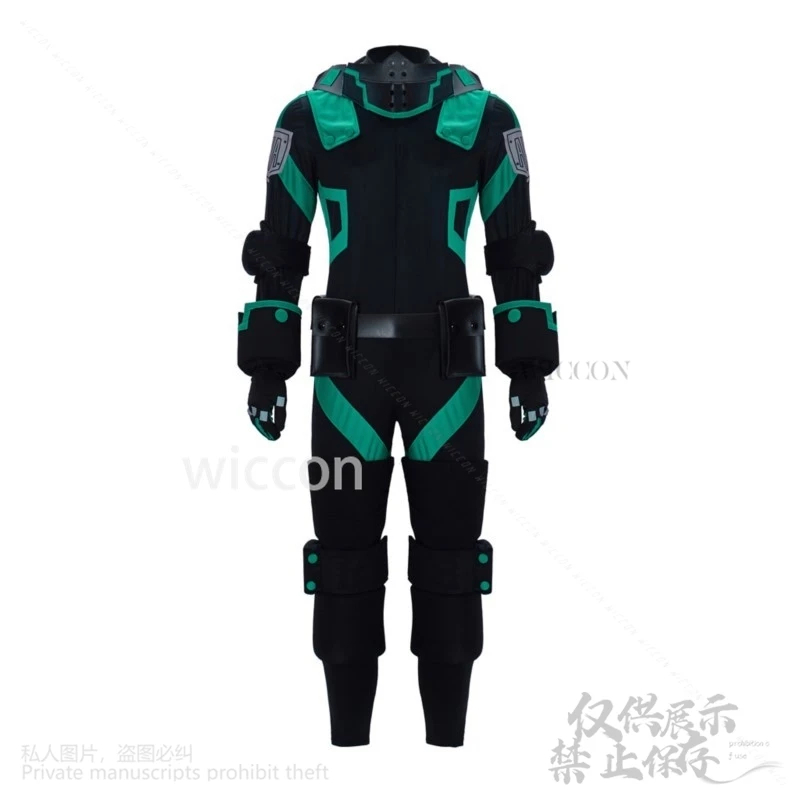 Midoriya Izuku Anime My Heo Academia Cosplay Costume Green Wig Black Battle Uniform Full Set Man Halloween Christmas Customized