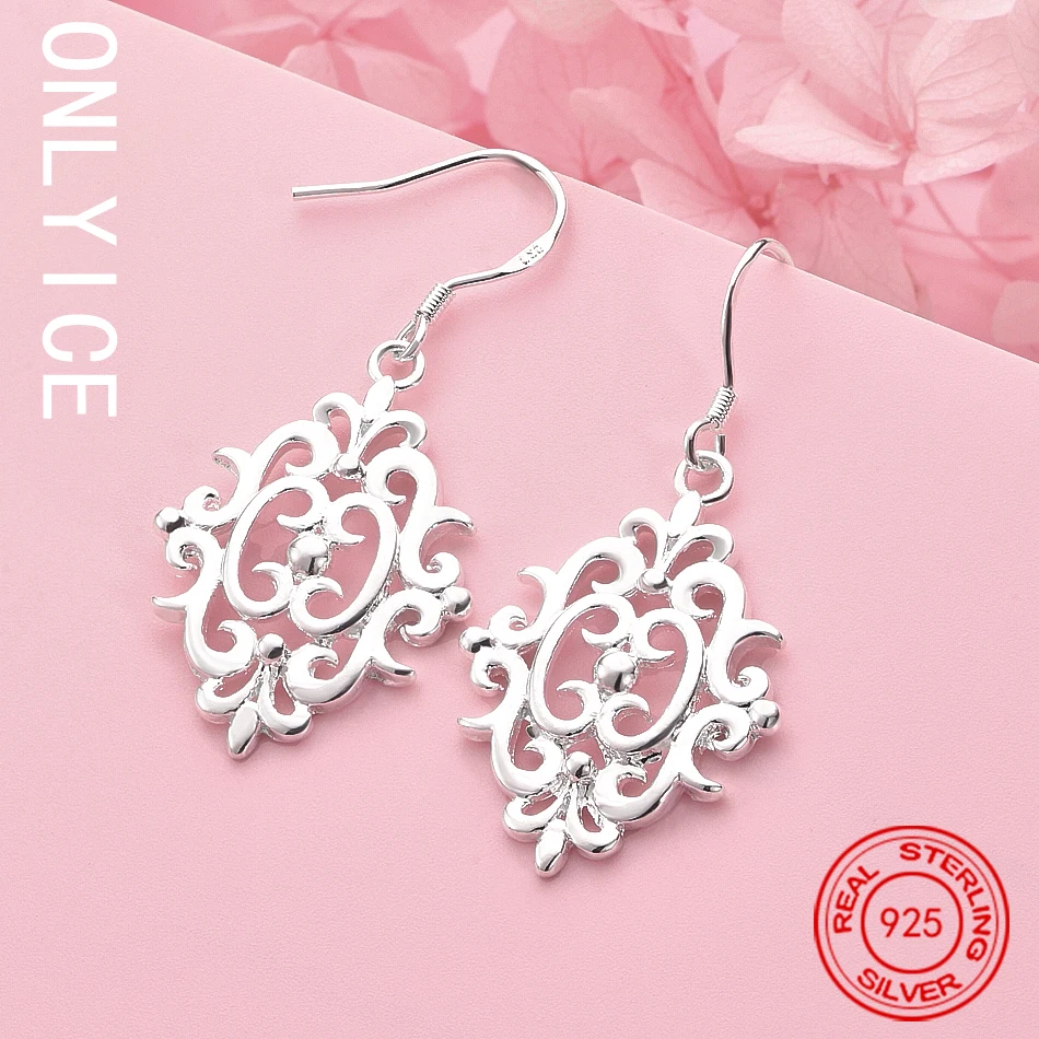 

Hot 925 Sterling Silver Street Fashion Retro Window Grilles Earrings For Women High Quality Jewelry Christmas Gift Wedding