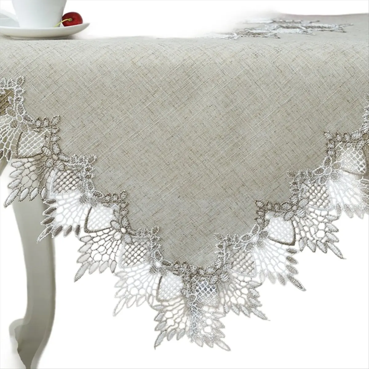 BHBL Table Runner 23.6 Inches Beige Embroidered Runner Lace Centerpiece for Dresser Tops, Dining Tables