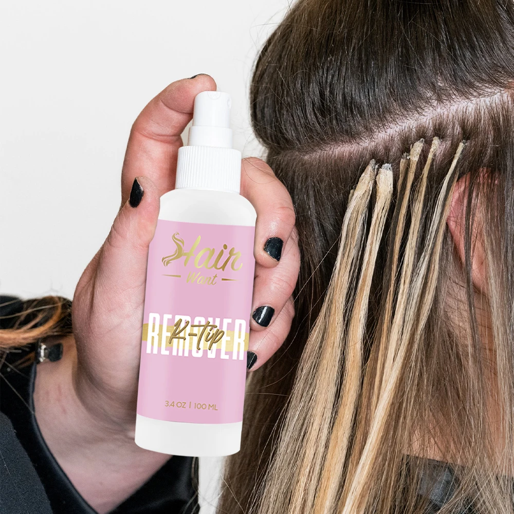 مجموعة أدوات إزالة وصلات الشعر K Tip - مزيل بخاخ 1 × 100 مل، كماشة وفرش أدوات إزالة سلاسل الكيراتين لوصلات الشعر الانصهار