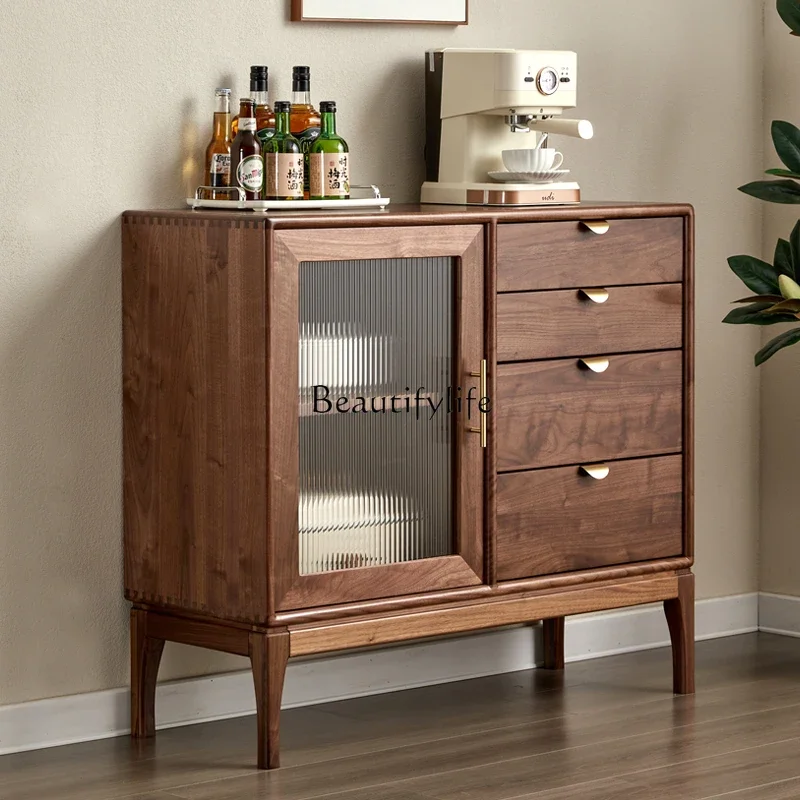 

ld25 Nordic solid wood side cabinet modern simple small apartment living room storage and tea cabinet