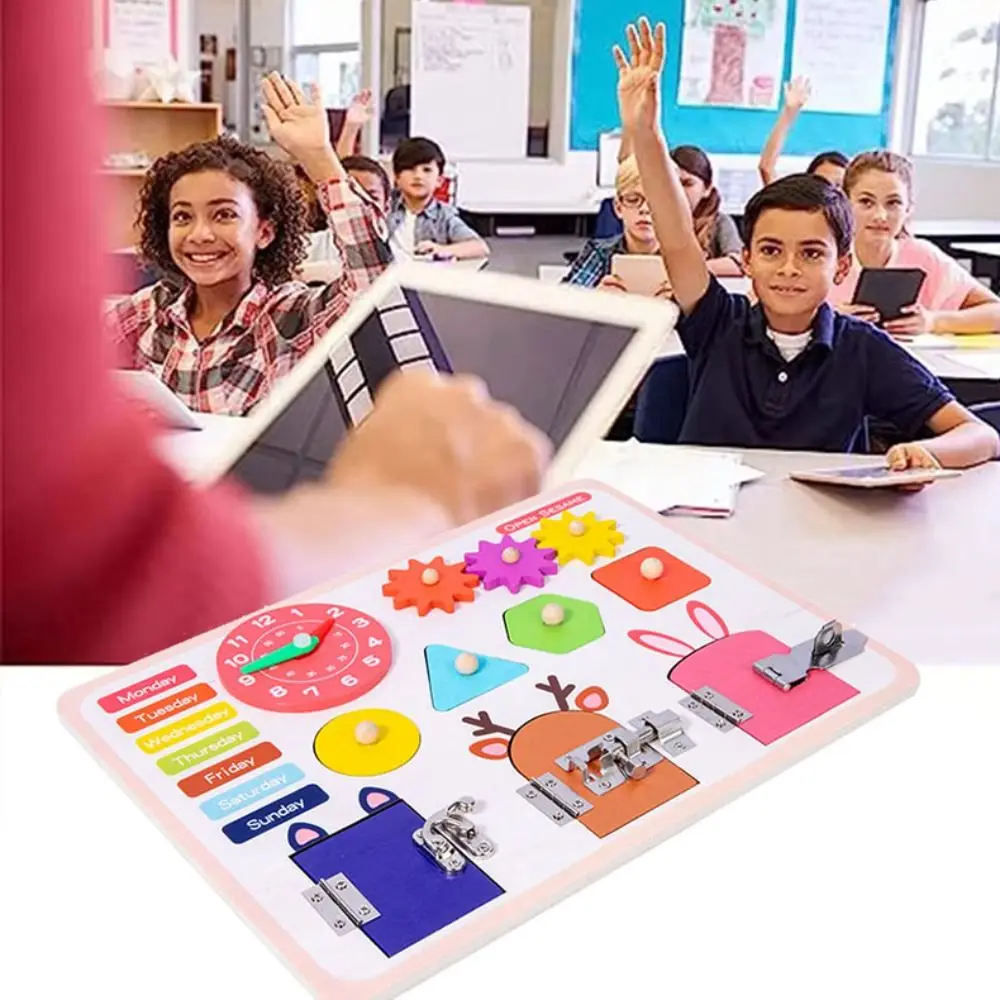 فتح خشبي مشغول مجلس اللعب شكل فارز التعليم المبكر مونتيسوري مشغول مجلس اللعب لغز المحمولة لعبة فتح مونتيسوري