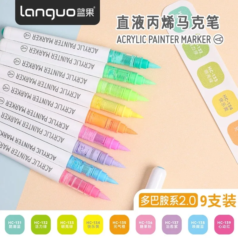 Languo 9/288 Colors Acrylic Colors Markers Direct Liquid Paint Marker Pen DIY for Christmas Stationery School Art Supplies