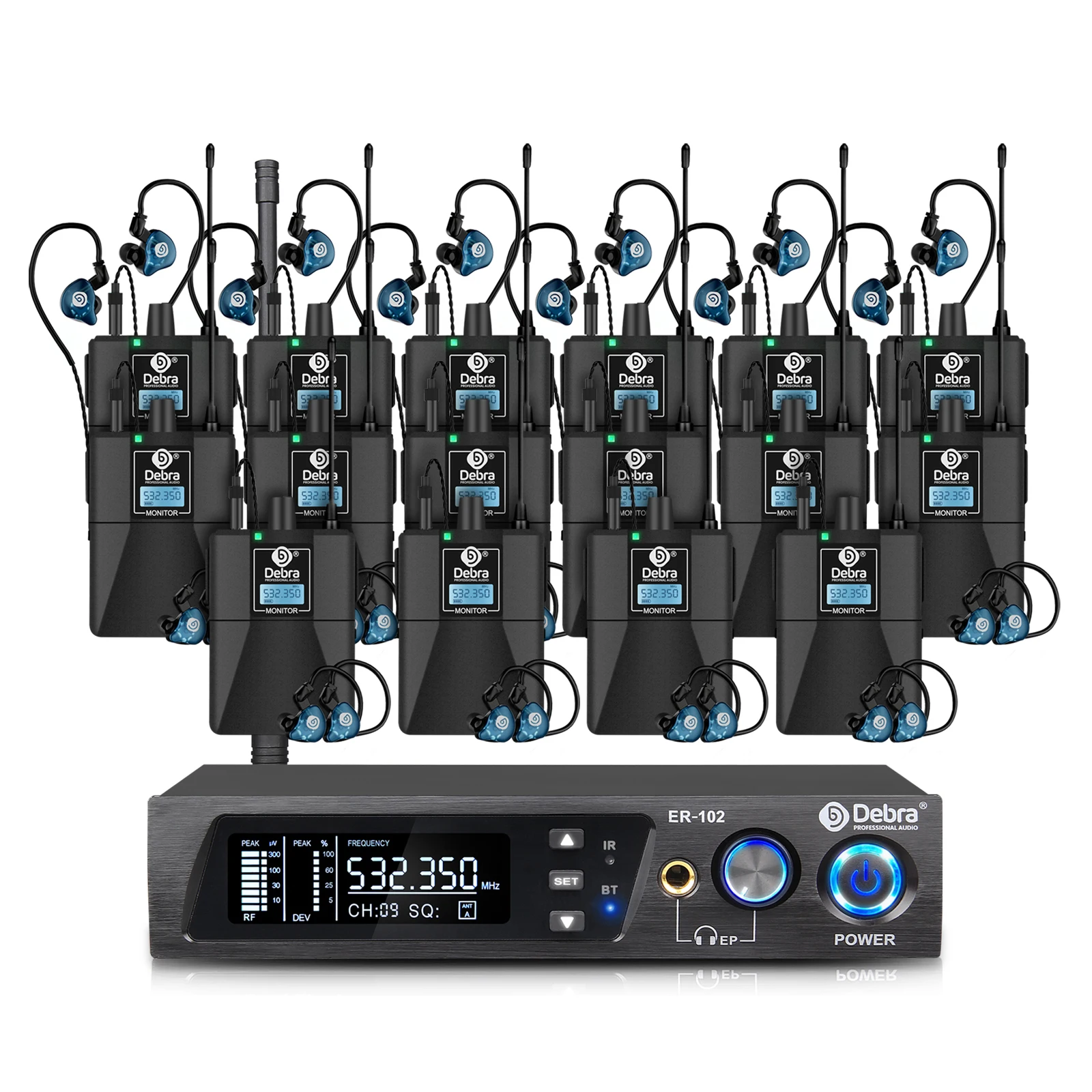 Debra ER-102 Professionelles kabelloses In-Ear-Monitorsystem, UHF-Band mit Bluetooth 5.0-Unterstützung, für Bühnenauftritte, Schlagzeuger – Detail 28