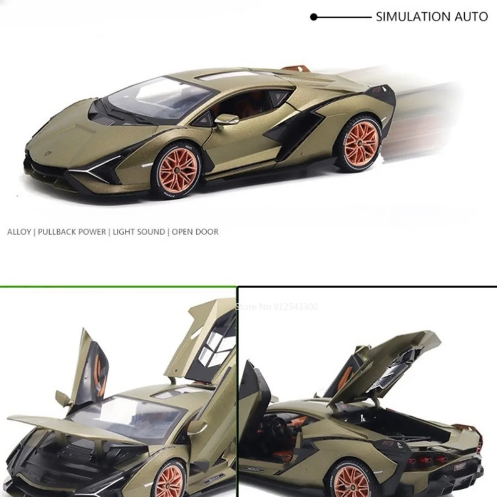 1/18 Lanbor SINA Sports Toy Car Model Alloy Diecasts Simulation Scale Metal Model Car with Sound Light Toy for Kid Souvenir Gift