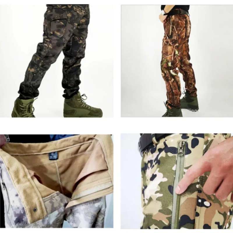

Multicam Camouflage Fleece Pants for Men Real Tree Thermal Multi-pocket Cargo Pants Idogear Tactical Pants Hunting Sports