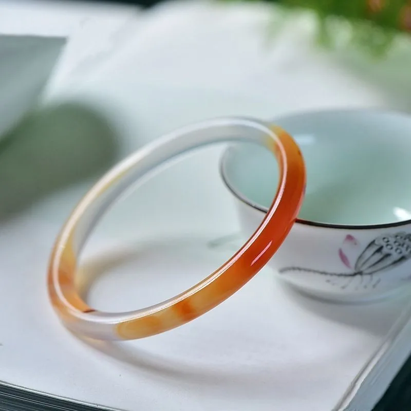 

Ice Honey Color Ice Transparent Chalcedony Round Bar Bracelet Fashion Versatile Women's Bracelet
