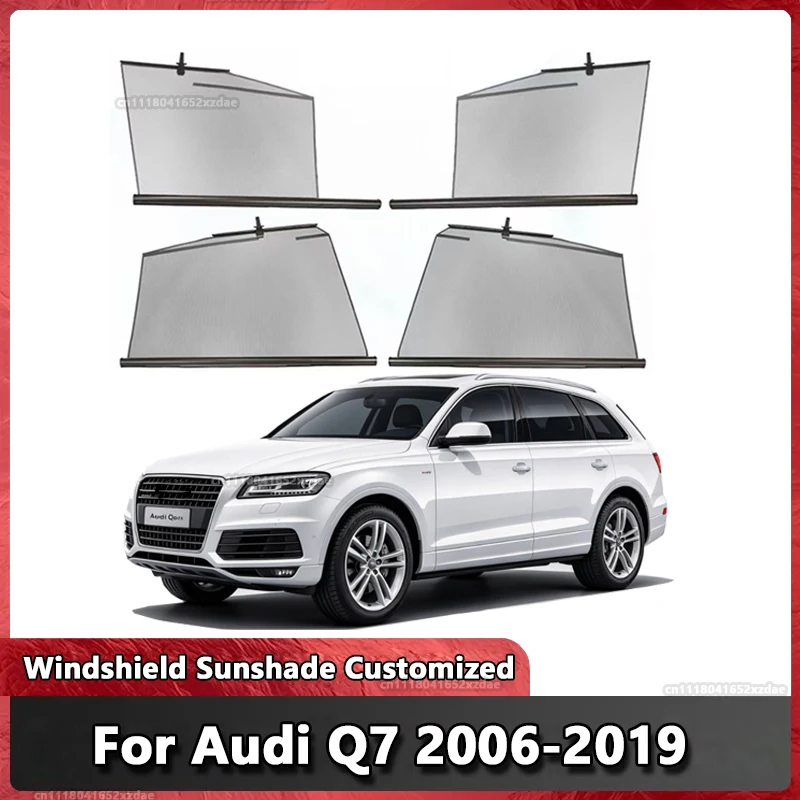 For Audi Q7 2006-2014 4L Retractable Car Window Sunshade Heat Insulation UV Protection Sun Shield Anti Glare Car Accessories