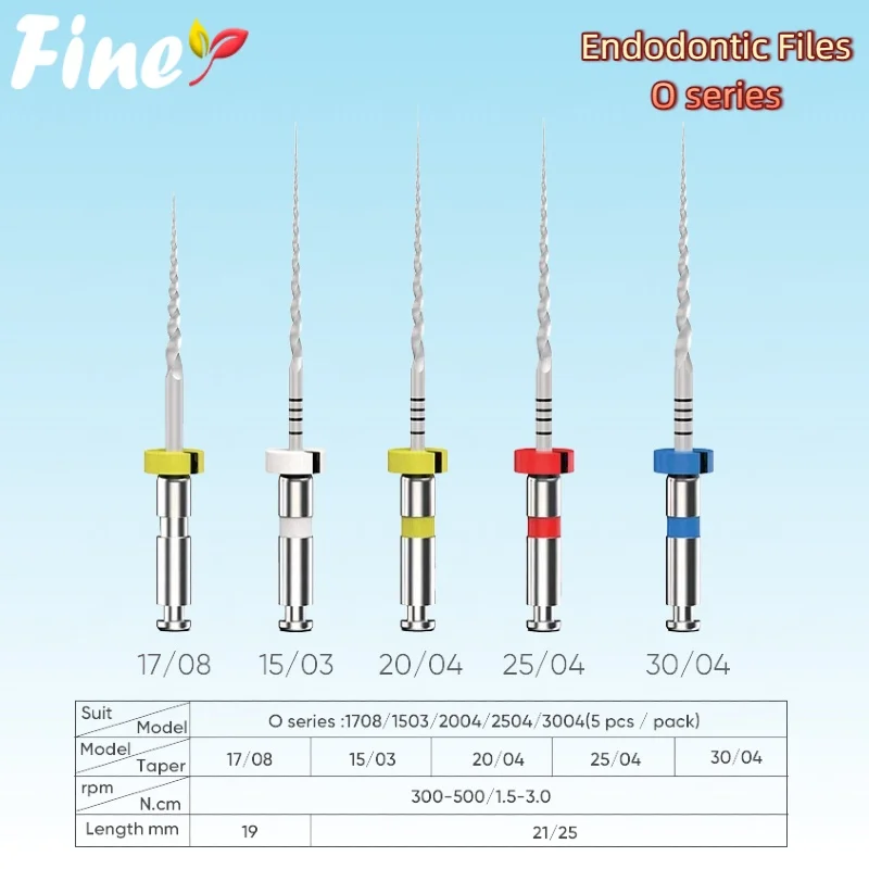 فينر 5 قطعة ملفات اللبية للأسنان ملفات قناة الجذر إندو المنشط بالحرارة ملفات دوارة اللبية 25/21 مللي متر أداة طبيب الأسنان طب الأسنان
