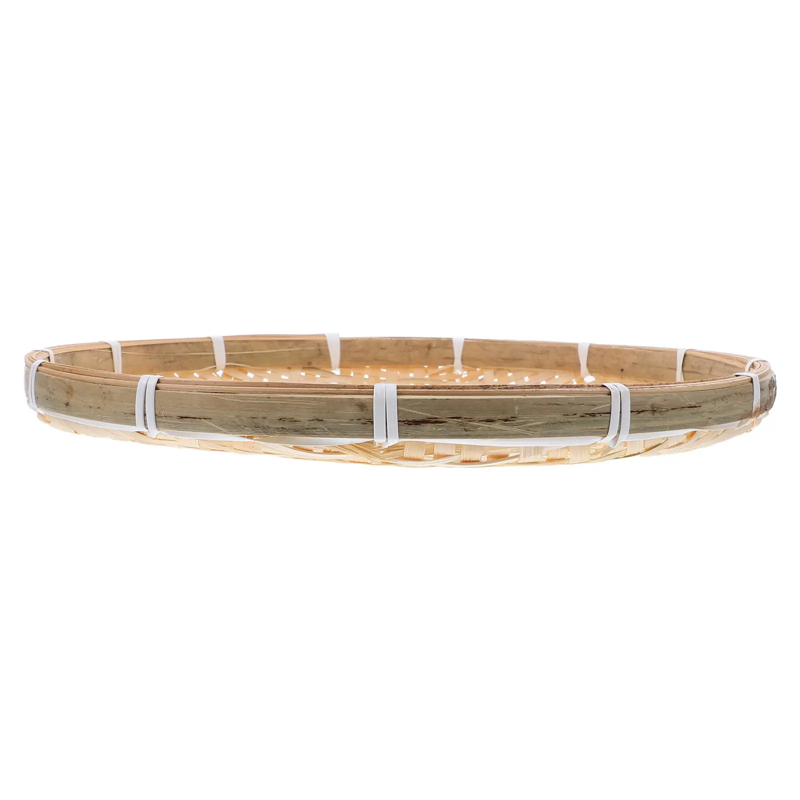 

35Cm Round Bamboo Sieve Basket Flat Woven Tray Dim Sum Sushi Serving Tray Vegetable Drying Farmhouse Decor Bamboo Woven Basket