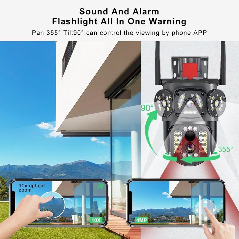 Wistino 6K 12MP Ultra HD 4G Sim Card Solar Panel Camera Motion Detection V380Pro 10x Optical Zoom Solar Camera