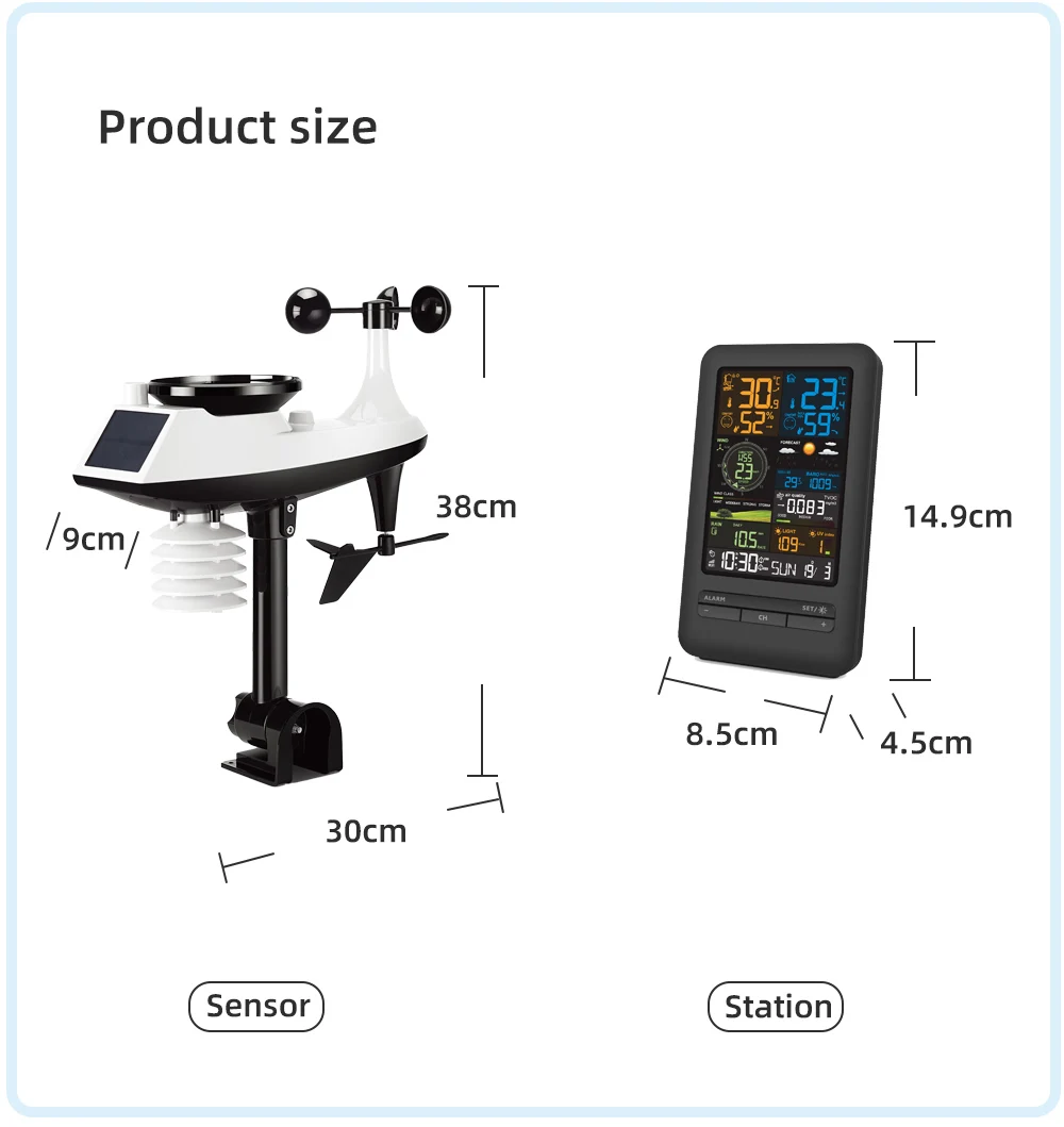 Wireless Weather Station Indoor Outdoor Thermometer Hygrometer Temperature Humidity Monitor Weather Forecast Alarm