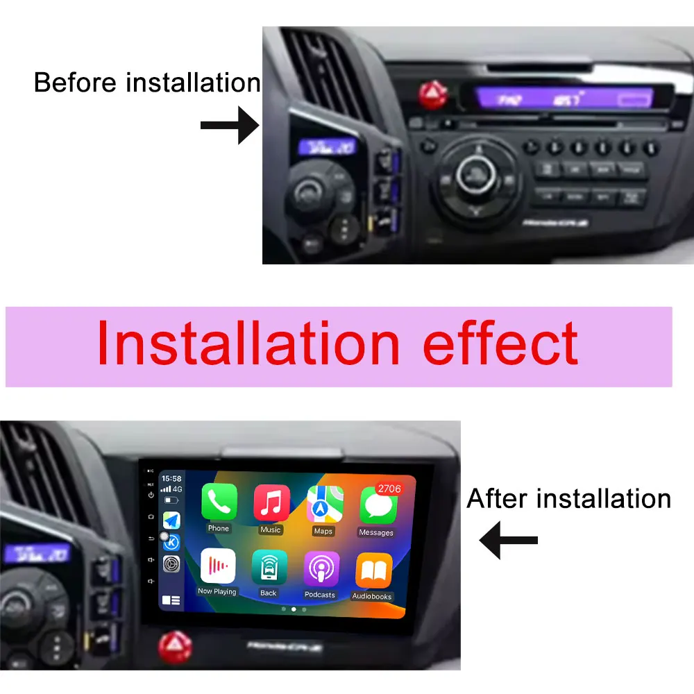 سبليت شاشة لهوندا CR-Z 1 CRZLHD 2010 - 2016 Carplay راديو السيارة فيديو الصوت مشغل وسائط متعددة لتحديد المواقع والملاحة QLED شاشة WIFI #2