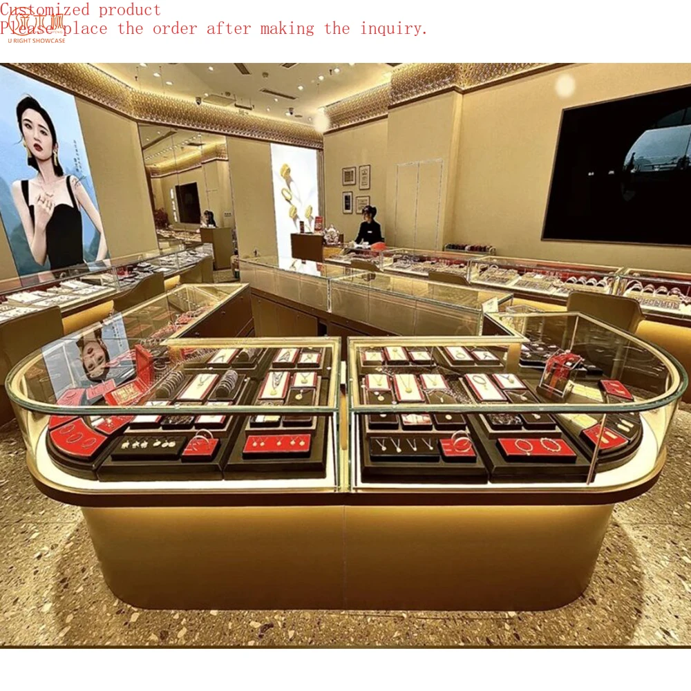 

Gold Jewellery Showroom Designs Custom Luxury Jewelry Glass Display Cabinet Manufacturer
