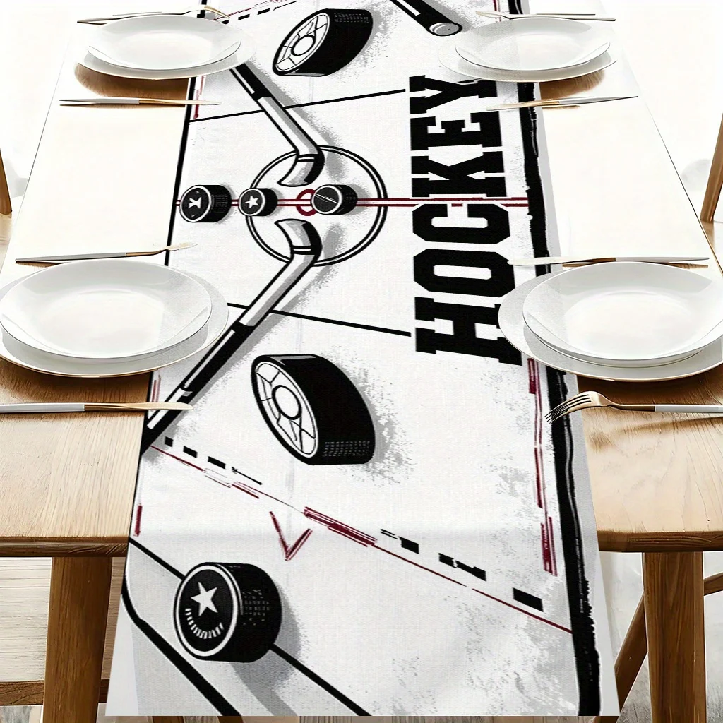 1pc Desktop Hockey Table Runner Festive Decorative Cloth for Home Kitchen Dining Office Living Room Holiday Party Decor