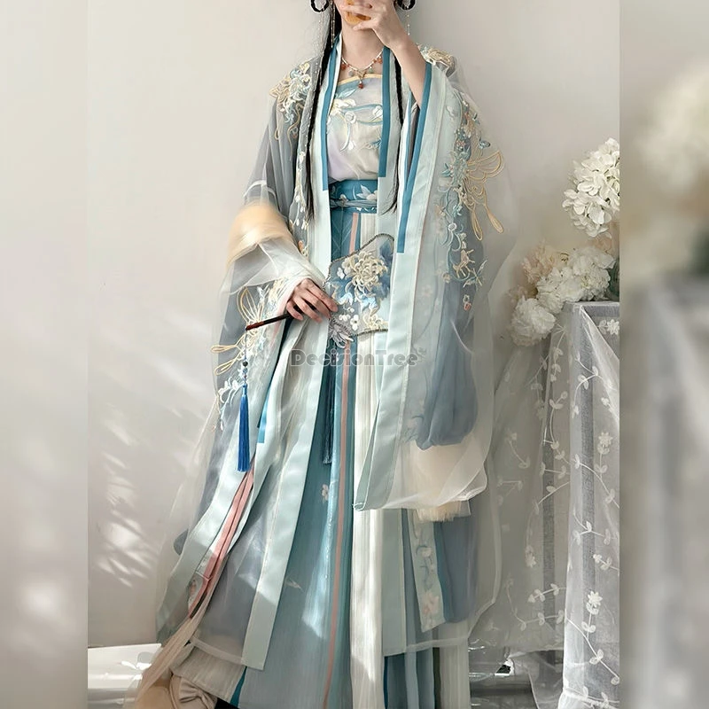 2024 chinese classical temperament hanfu set song made manual embroidery exquisite hanfu ancient princess sweet gradient dress