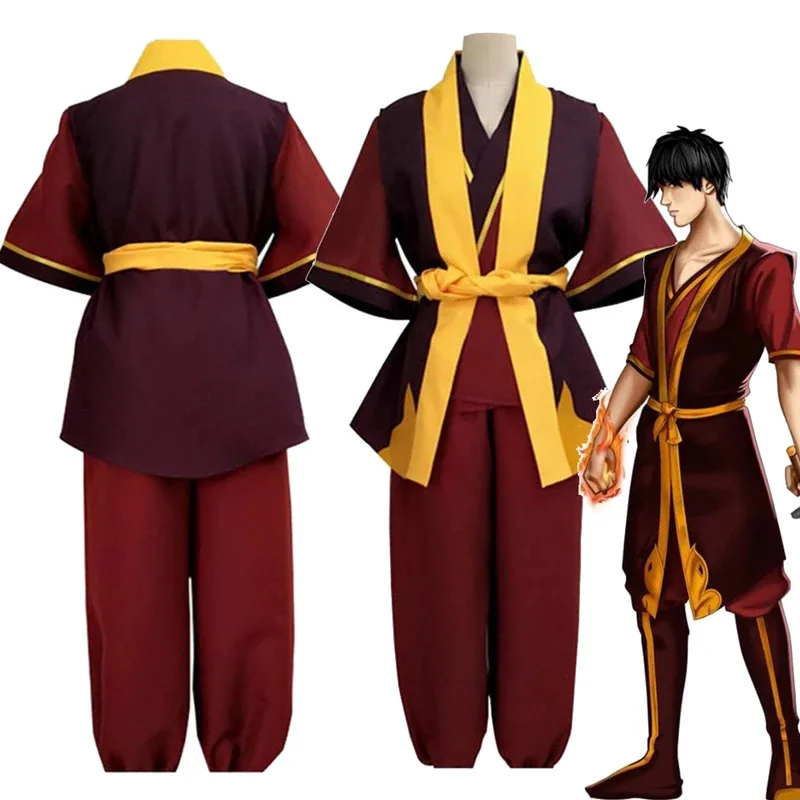QQ45The Last Airbender Azula Zuko Cosplay Fantasia Coatume Menyamar untuk Pria Wanita Dewasa Halloween Karnaval Roleplay Suit