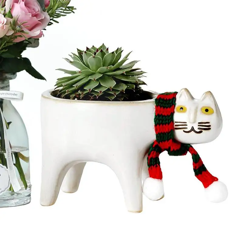 

Ceramic Flower Pot Cute Cat Shape Garden Pots Succulent Planter Plant Container Home Desktop Decor Vase For Living Room