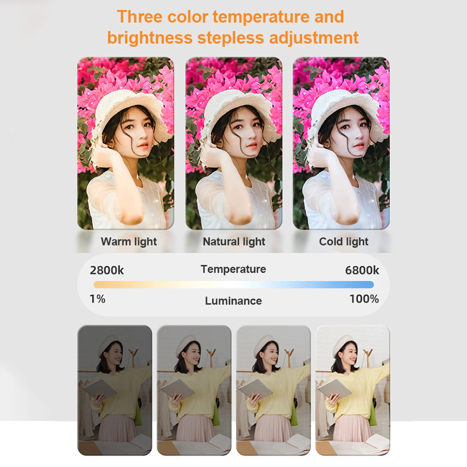 Studio Light 60W 2800K-6800K Color Temperature LED Studio Light for Photography Live Recording