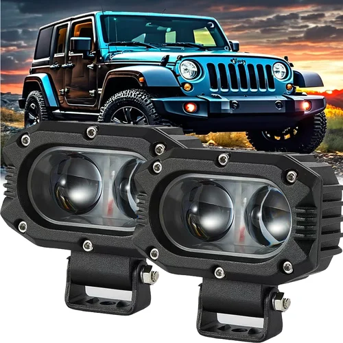 Imagen 1 del producto Barra de luces de conducción antiniebla de 4 pulgadas, luces LED Pod, Combo de inundación, haz de inundación para motocicleta, lámpara de niebla de conducción de 12V y 24V