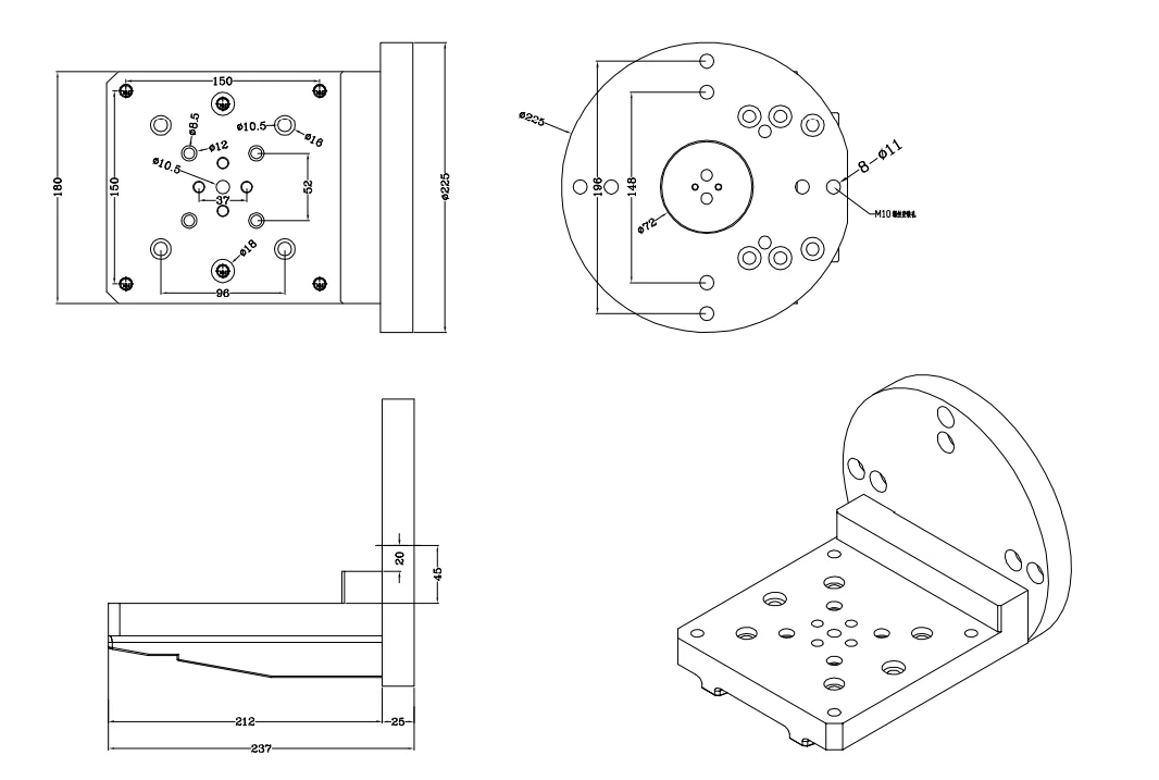 Large 4th Axis Single Sided L-Block Bridge Plate