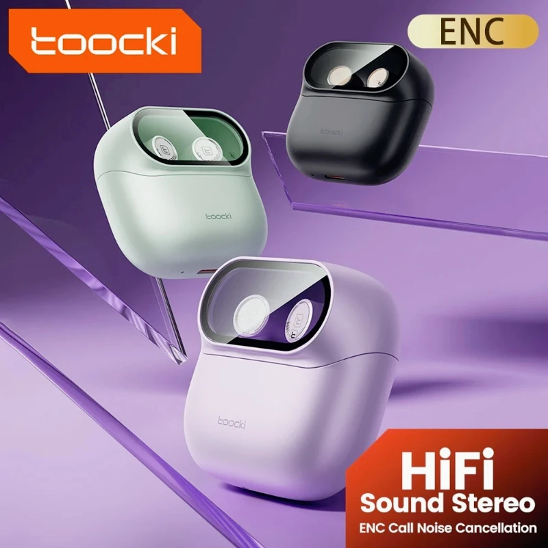 

Toocki Bluetooth 5 3 Headphones TWS HiFi Stereo Wireless Earphones with Mic Waterproof for Phone