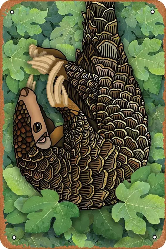 Pangolin poster Retro tin Sign Wall Art Decor Metal Sign Decoration Sign 8x12 inch