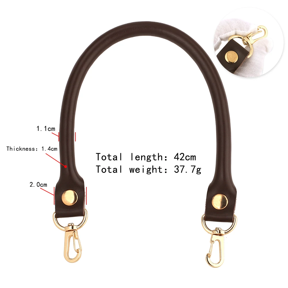 2pcs 42cm Cow Leather Bag Strap Handles Set with Golden Swivel Buckle for DIY Clutch Tote Handbag Shoulder Replacement Straps