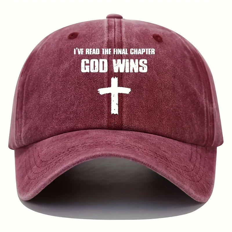 

"I'Ve Read The Final Chapter, God Wins" Cross Print Baseball Cap - Adjustable, Lightweight, Washable, Outdoor Sports & Commute H