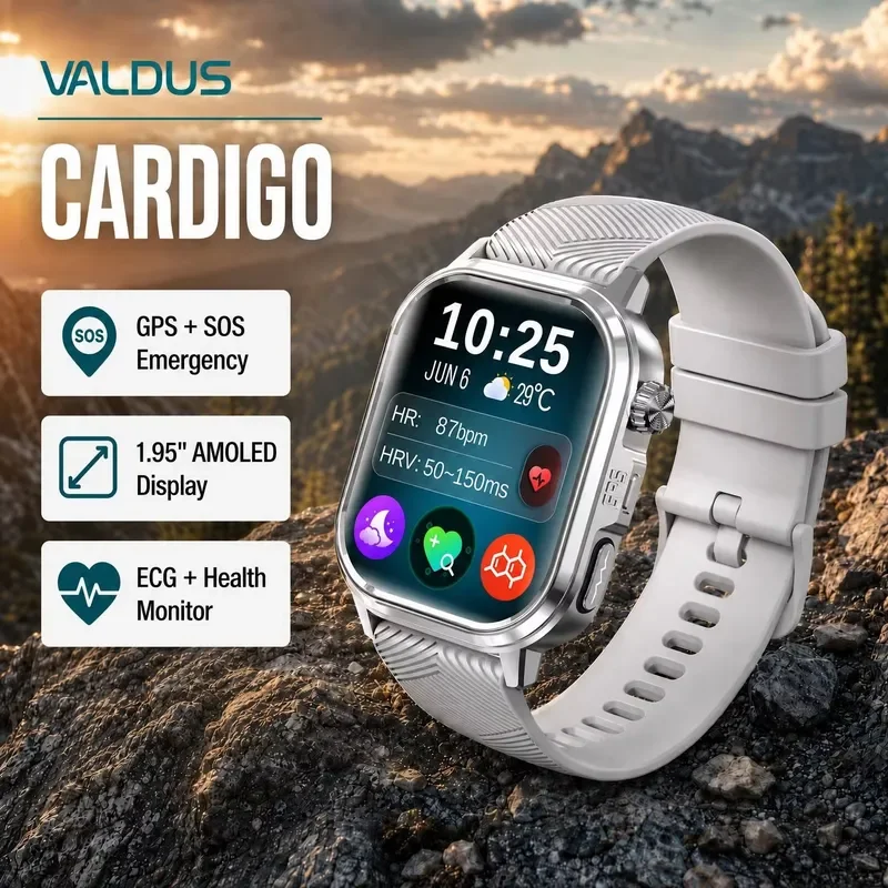 for VALDUS CARDIGO Men Women ECG Health Smart Watch Heart Rate Monitor Large AMOLED Screen IP68 Waterproof ODM OEM